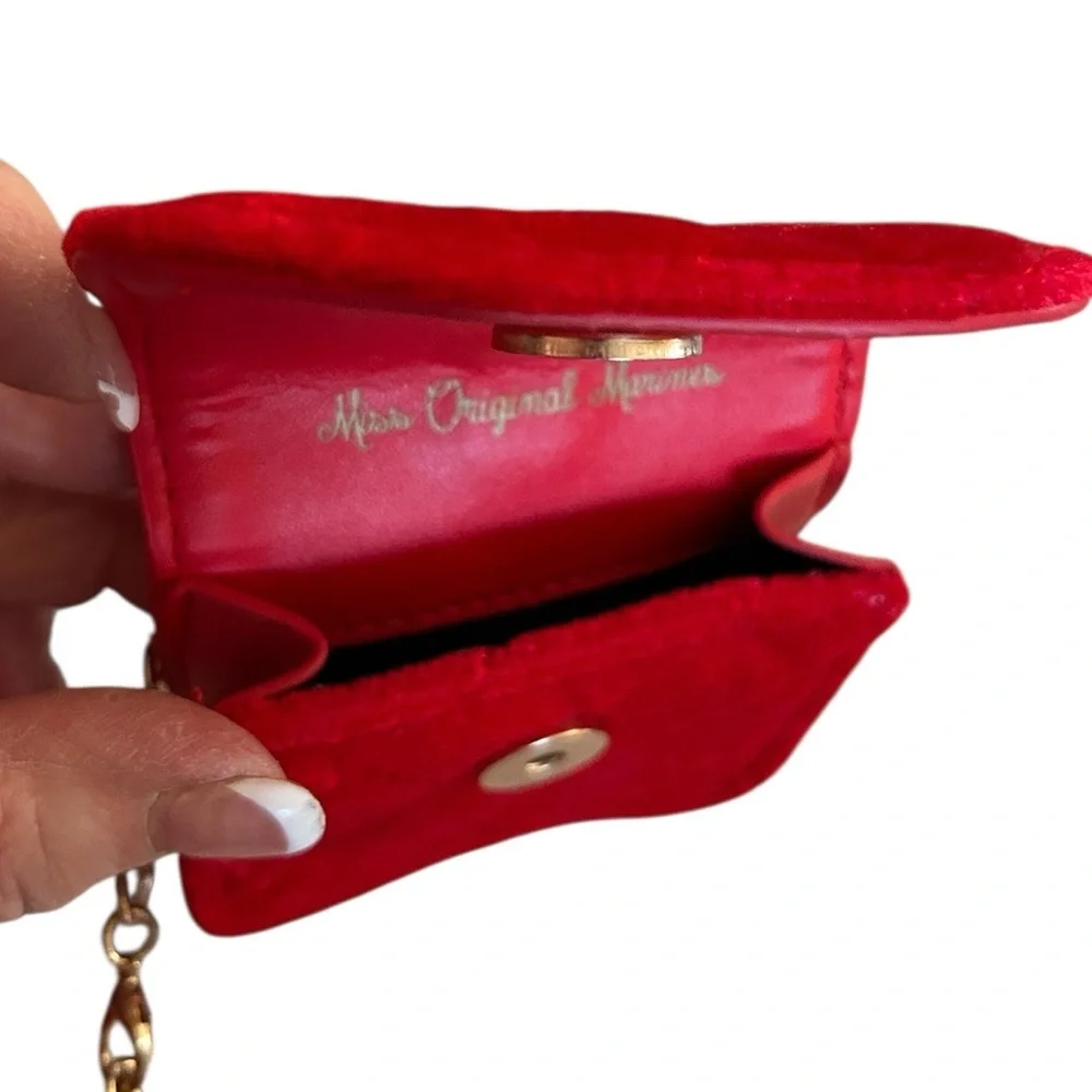 Red Velveteen Mini Purse Set Phone and Coin Case and Chain by Original Marines